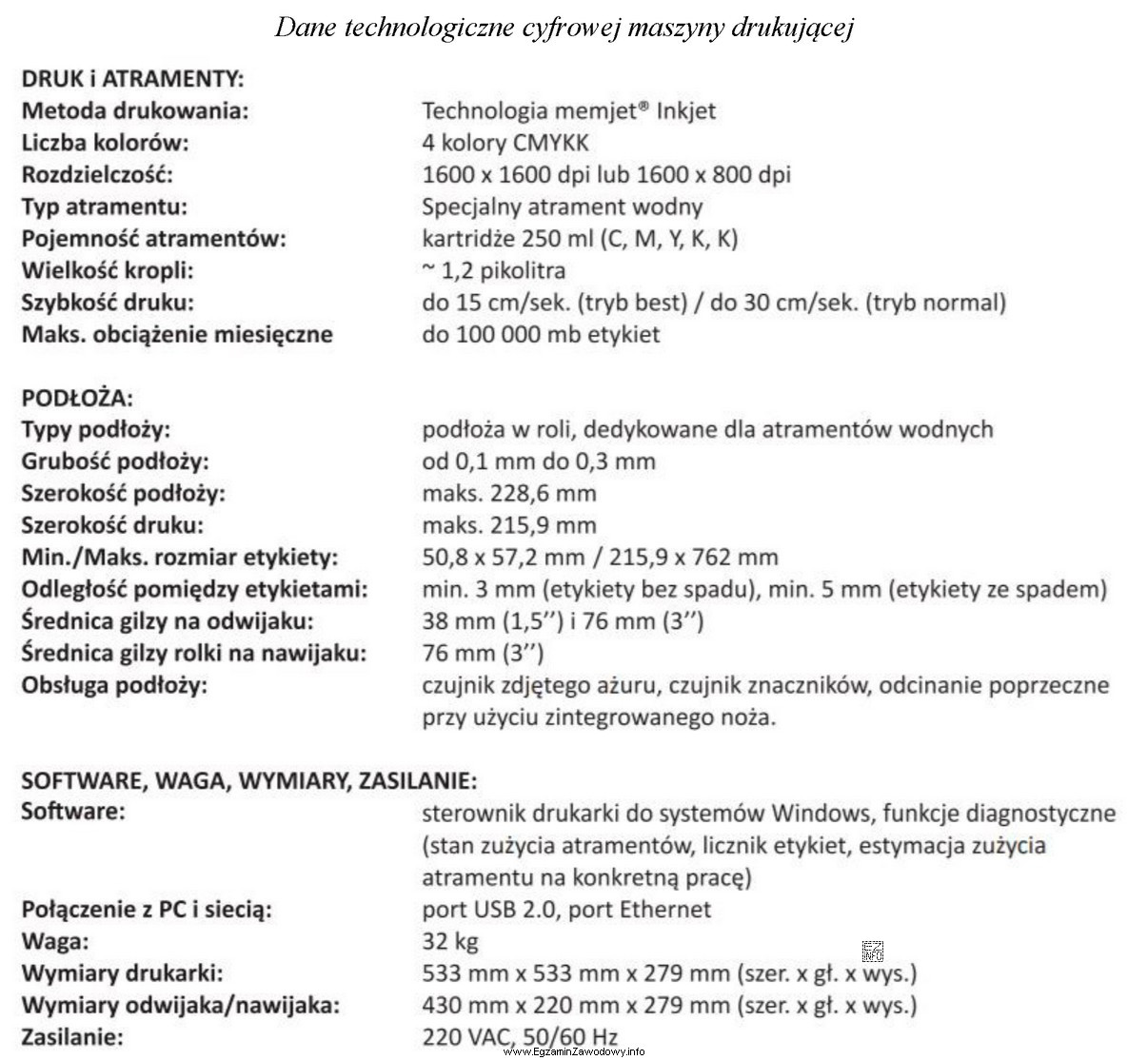 Określ podłoże drukowe do wydrukowania etykiet samoprzylepnych, 