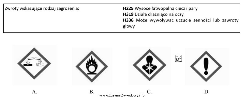 Na podstawie wyciągu z karty charakterystyki butanolu wskaż piktogram 