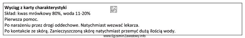 W wypadku oblania skóry kwasem mrówkowym należy