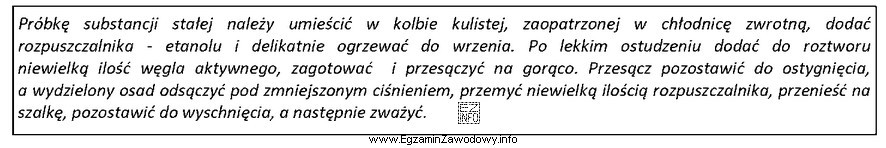 Opis w ramce przedstawia sposób oczyszczania substancji poprzez