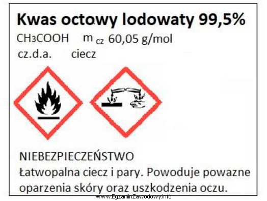 Na ilustracji przedstawiono fragment etykiety odczynnika chemicznego o czystości