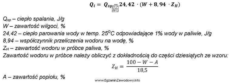 Określ wartość opałową (Q<sub>i</sub>) 