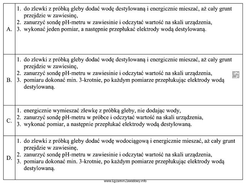 W celu przeprowadzenia oznaczania pH gleby należy rozetrzeć pró