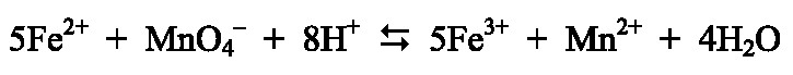Równanie przedstawia reakcję zachodzącą podczas oznaczania żelaza 
