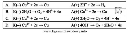 Które z przedstawionych reakcji zachodzą na elektrodach platynowych podczas 