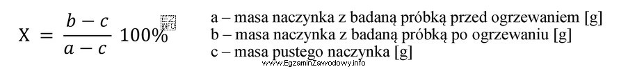 Próbkę żywności poddano ogrzewaniu w suszarce laboratoryjnej, a 
