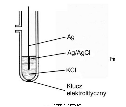 Na rysunku przedstawiony jest schemat elektrody