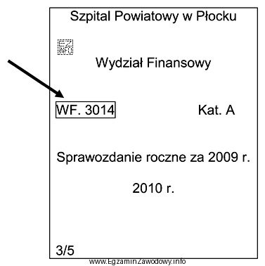 Na zamieszczonym opisie teczki aktowej element zaznaczony strzałką, to