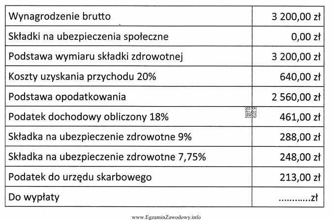 Na podstawie fragmentu rachunku do umowy zlecenia ustal kwotę do 