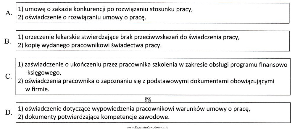 W części C akt osobowych pracodawca powinien przechowywać