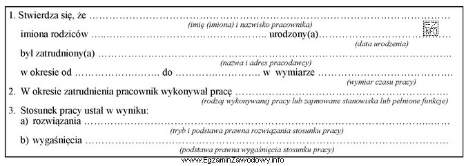 Zamieszczony fragment formularza służy do sporządzenia