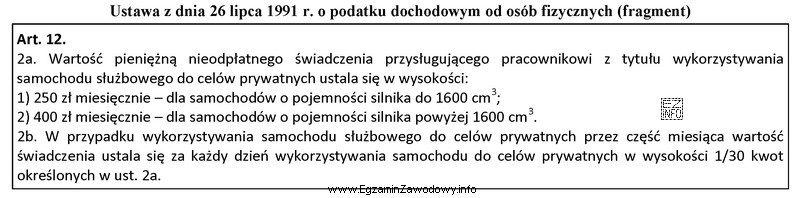 Pracodawca udostępnił pracownikowi nieodpłatnie do celów prywatnych 