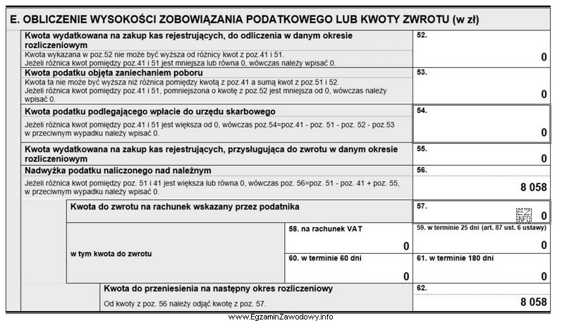 Wykazana w części E deklaracji VAT-7 za maj 