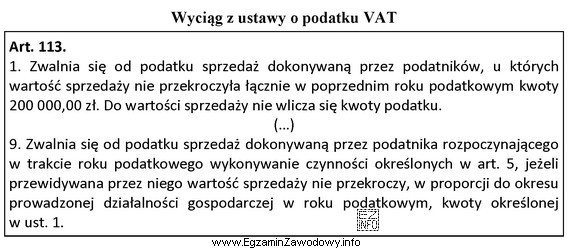 Ustal limit uprawniający do zwolnienia z podatku VAT dla 