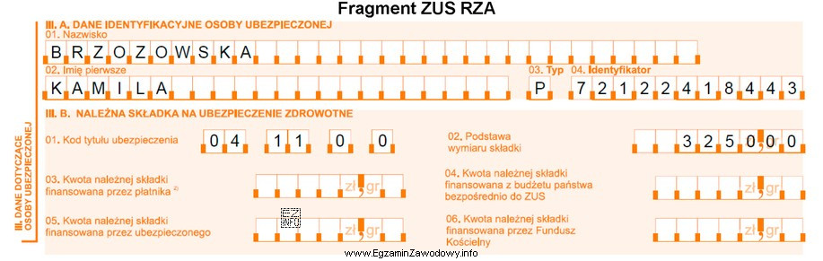 Na podstawie fragmentu ZUS RZA Imienny raport miesięczny o 