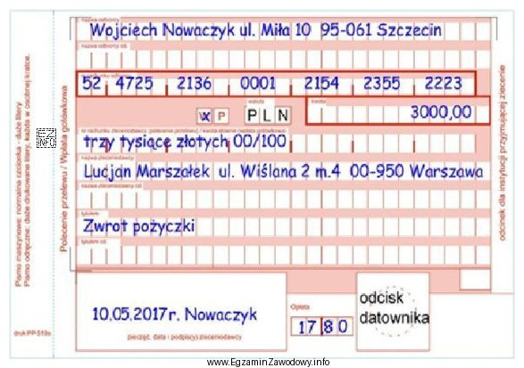 Której formy rozliczenia dotyczy zamieszczony druk?