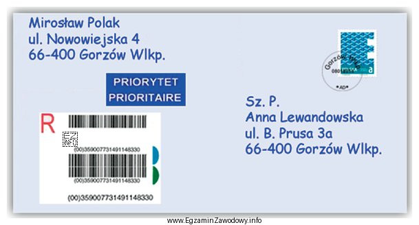 Analizując zamieszczoną przesyłkę można stwierdzić, że