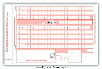 Na formularzu polecenia przelewu nie umieszcza się
