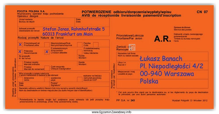 Po analizie przedstawionego potwierdzenia odbioru, wnioskuje się, że