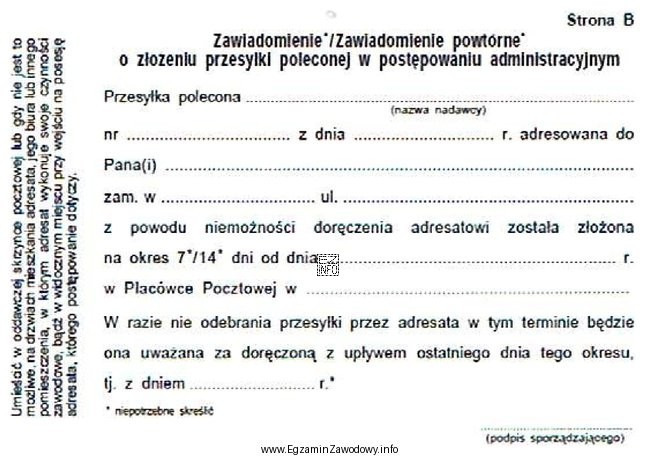 Na którym etapie realizacji usługi pocztowej jest wypeł