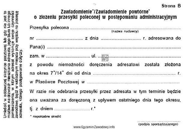 Na którym etapie realizacji usługi pocztowej jest wypeł
