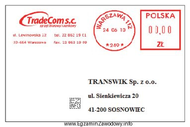 Które odciski matryc nanosi zawsze na kopertę maszyna do 