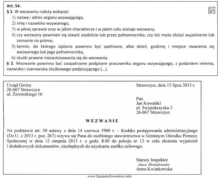 W świetle powołanego przepisu Kodeksu postępowania administracyjnego w 
