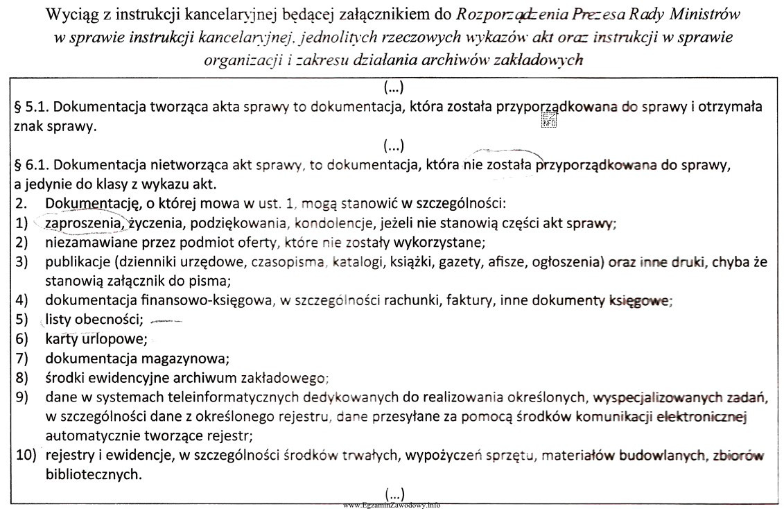 Który dokument, zgodnie z przytoczonymi przepisami Instrukcji kcncelaryjnej powinien 