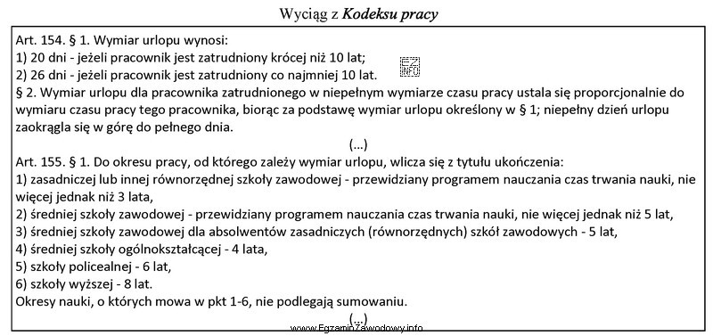 Pracownik, który ukończył trzyletnią zasadniczą szkołę zawodową i 