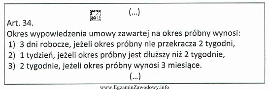 Z zamieszczonego przepisu Kodeksu pracy wynika, że okres wypowiedzenia 