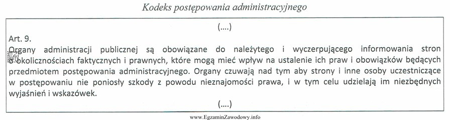 Którą zasadę postępowania administracyjnego wyraża przytoczony przepis?