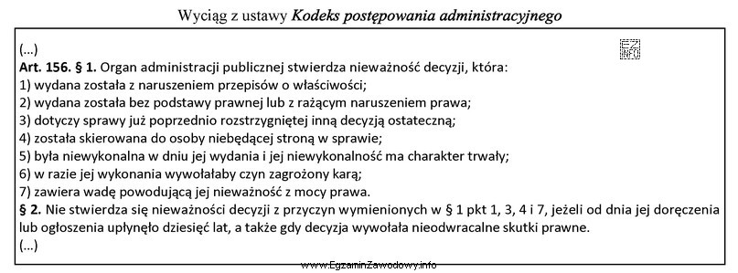 Z której z podanych przyczyn stwierdza się nieważność 