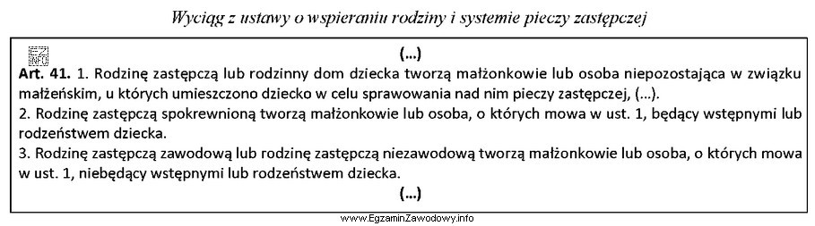 Zgodnie z przytoczonym przepisem spokrewnioną rodziną zastępczą dla dziecka 