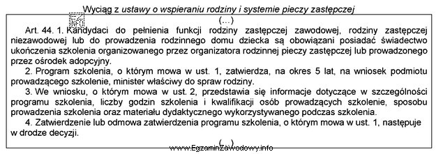 Zgodnie z zamieszczonym przepisem odmowa zatwierdzenia programu szkolenia dla kandydató