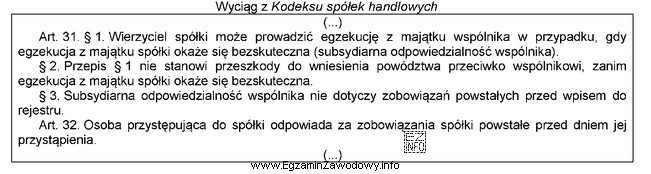 Zgodnie z przedstawionym wyciągiem z ustawy <i>Kodeks spół