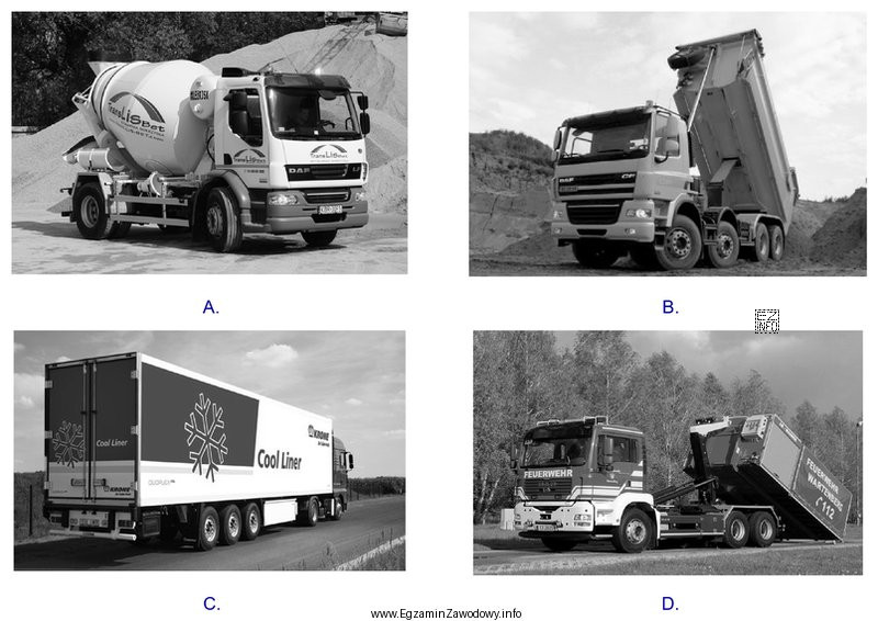 Środek transportu drogowego do przewozu materiałów sypkich przedstawiono na 