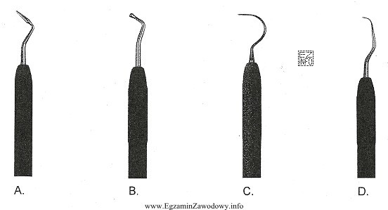 Instrument do wykrywania ubytków próchnicowych przedstawia rysunek