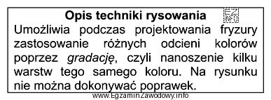Przedstawiony opis dotyczy wykonania projektu fryzury techniką