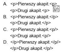 Wskaż prawidłowy zapis dotyczący tworzenia akapitów tekstu 