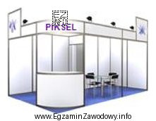 Zaprezentowana wizualizacja zabudowy targowej dla firmy Piksel jest odpowiednia dla 