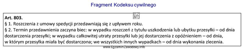 Kiedy przedawni się roszczenie z tytułu uszkodzenia przesyłki, 