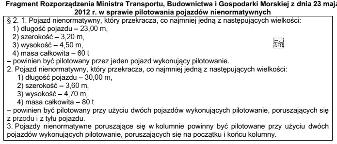 Zgodnie z przedstawionym fragmentem rozporządzenia pojazd nienormatywny o dł