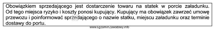 Której formuły handlowej Incoterms 2020 dotyczy opis w tabeli?