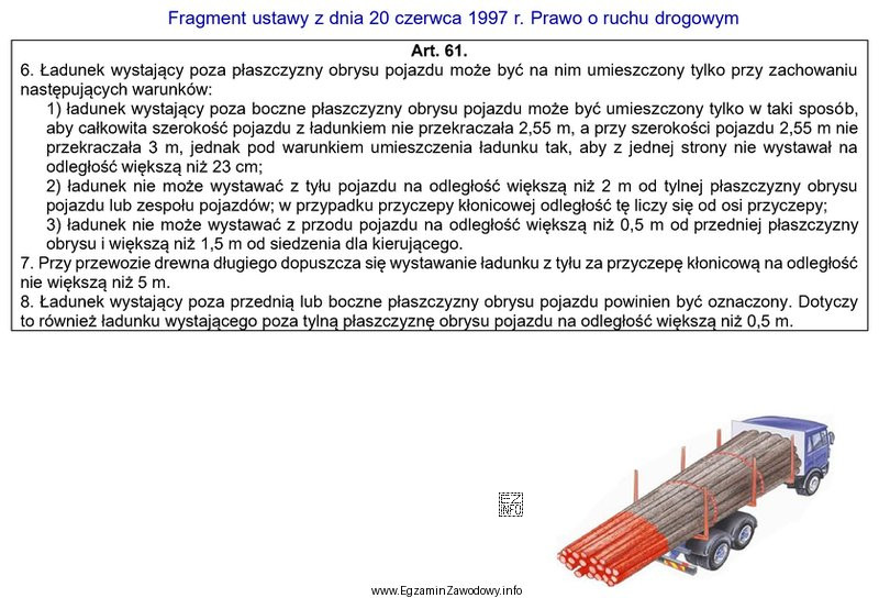 Zgodnie z przedstawionym fragmentem ustawy Prawo o ruchu drogowym ładunek, 