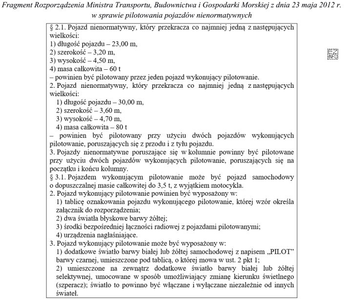 Na podstawie zamieszczonego fragmentu rozporządzenia, pojazd przekraczający dł