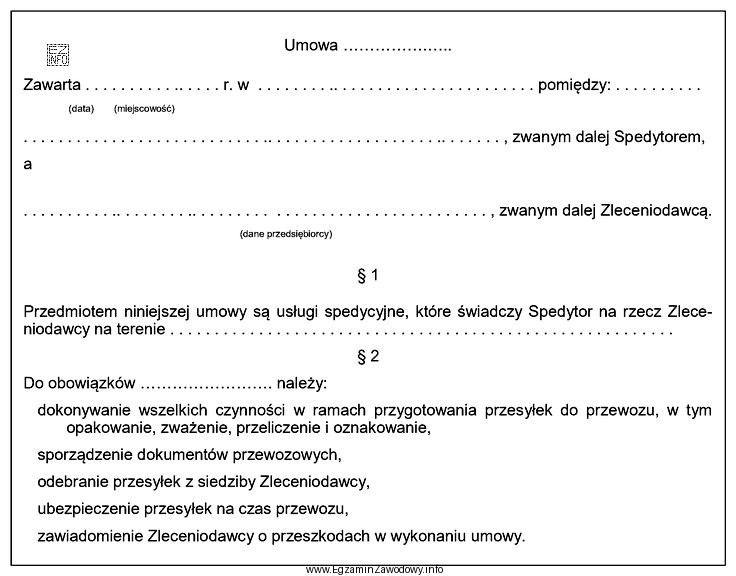 Przedstawionym fragmentem dokumentu jest umowa