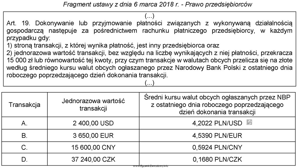 Która transakcja, zgodnie z zamieszczonym fragmentem ustawy Prawo przedsię