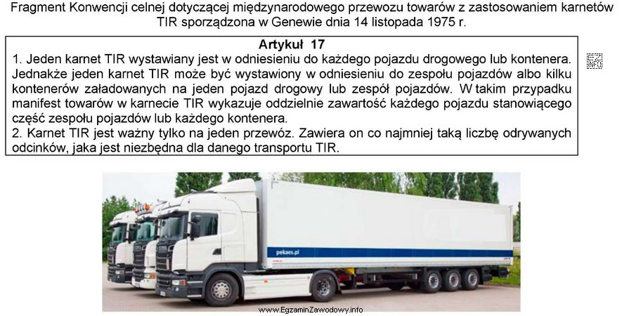 Ile karnetów TIR należy wystawić, zgodnie z fragmentem 