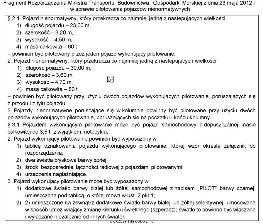 Na podstawie zamieszczonego fragmentu rozporządzenia, pojazd przekraczający dł