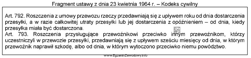 Przewoźnik zgodnie z umową przewozu powinien dostarczyć odbiorcy przesył